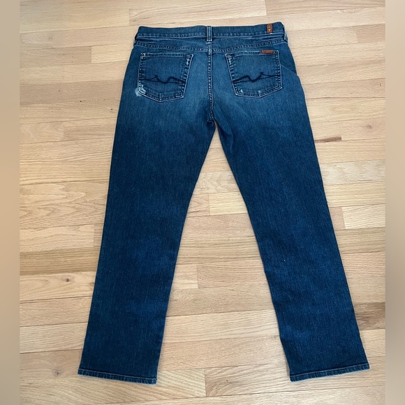 7 For All Mankind Rickie Classic Boyfriend Crop Jeans Womens Size 29 Distressed - Picture 1 of 7